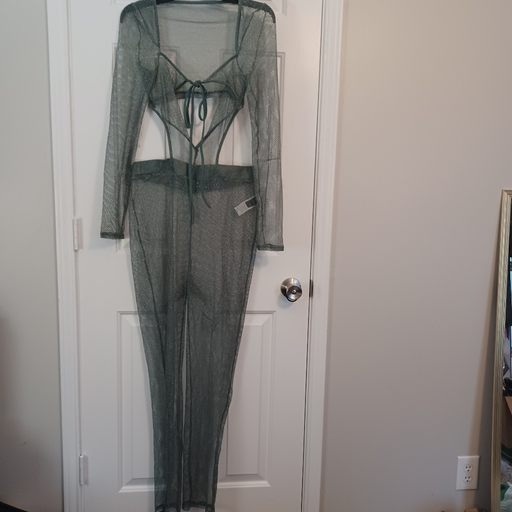SHEIN X Mesh Bodycon Jumper Sz L